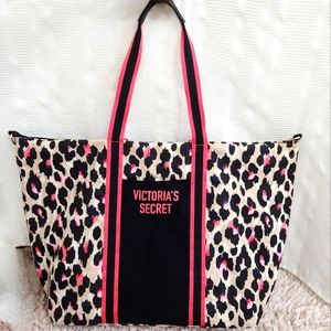 Victoria's Secret Leopard Print Weekender Bag, Color: Pink/Black/Tan